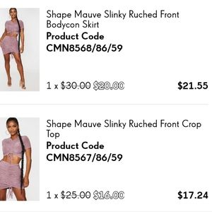 2 Piece Cropped Skirt Set in Mauve/Purple